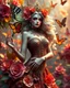 Placeholder: Masterpiece art amazing art picture in Luxurious 3d colorful fractals sharp colors,vibrant colors,neons colors standing pose sweet pose a adorned carnival vampire queen gothic make up,hair silver, golden shiny adorned,in fractals 3d outside ,fractals colorfull,Fully of flowers,butterflies,leaves in 3d outside fractals neons vibrant colorful backgrounds