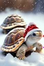 Placeholder: two cute baby Christmas snow tortoise