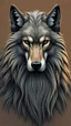 Placeholder: A wolf with human look face and long hair and beard looks like an ancient Sumerian gods