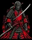 Placeholder: samurai with a katana, into an armor, red black colors,