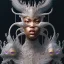 Placeholder: sango fantasy, fantasy magic, intricate, sharp focus, illustration, highly detailed, digital painting, concept art, matte, artgerm and paul lewin and kehinde wiley, masterpiece sexy lips Asian afro lips black African lady body Asian Dragon head silver bright rain lady outer space pretty skull head