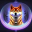 Placeholder: cosmic shiba inu, psychic ethereal orbs, sacred geometry energy