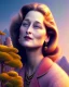 Placeholder: beautiful illustration of a young plum merryl streep, julianne morre, in the mountains, in the style viktor klint and moebius, rim light, vibrant moody colors, plain background, soft lighting, unreal engine