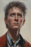 Placeholder: a closeup facial portrait of Marty McFly - extreme action pose - oil painting by Gerald Brom