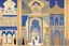 Placeholder: an open gothic_Arab gate in a blue-tiled wall with a view of an old city by artist "Beardsley",by artist "Rachman",by artist "Kay Nielson",by artist "Bertha Lum",by artist "Dulac",by artist "Erte"