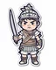 Placeholder: child warrior wears a diaper sticker