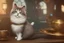 Placeholder: cute fluffy cat in a coffeehouse in sunshine Weight:1 detailed matte painting, deep color, fantastical, intricate detail, splash screen, complementary colors, fantasy concept art, 8k resolution trending on Artstation Unreal Engine 5 Weight:0.9