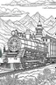 Placeholder: Generate a coloring page featuring steam trains, such as locomotives with different wheel configurations (e.g., 4-4-0, 2-6-2) and styles (e.g., vintage, fantasy, futuristic). Incorporate the trains into diverse and captivating landscapes, including but not limited to: Countryside scenes with rolling hills and meadows. Urban environments with train stations, cityscapes, and bridges. Coastal scenes with lighthouses and ocean views. Mountainous terrains with tunnels and viaducts.