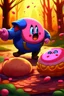 Placeholder: seurity chasing kirby why kirby is eating a donut