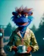 Placeholder: Waist up Portrait, hybrid character, waitress woman with monster muppet mask that covers her entire head, retro style, Sesame Street style, smooth, unreal engine 5, god lights, ray tracing, RTX, lumen lighting, ultra detail, volumetric lighting, 3d.