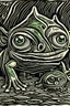 Placeholder: Linocut goblin and frog