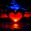 Placeholder: a heart on fire, against a beautiful night sky, romantic setting