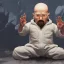 Placeholder: Walter white toddler, full body, angry, Buddha body, dynamic pose, tokio background, dramatic lighting, hyper realistic, unreal engine, 8k, upscale