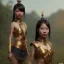 Placeholder: Thailand girl cute neck head portrait, warrior costume, village, meditation, 8k quality