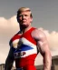 Placeholder: Realistic image of Donald trump wrestler, Mexican wrestling style, eye liner, red and blue breeches, glow us flag dress, suspenders, retro style, 80s, vibrant color, highly detailed, clean background, concept art, unreal engine 5, god rays, ray tracing, RTX, lumen lighting, ultra detail, volumetric lighting, 3d, finely drawn, high definition, high resolution.