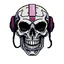 Placeholder: 8 bit pixelart cyberpunk skull,servitor, Comic style