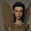 Placeholder: elf natural skin angel face symmetrical, black wall, city, meditation, dark background, cyberpunk, 8k quality