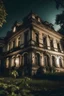 Placeholder: phantasmagoric cinematic photo of abandoned old mansion without camera zoom night camera filter