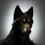 Placeholder: portrait of a male anthropomorphic black wolf, unreal engine 5, artistic lighting, highly detailed, photorealistic, fantasy, ancient Mummy Ahmment, Fire theme art, 8K, close-up face, anatomically perfect face, ignore NSFW, apocalypse,