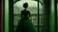 Placeholder: a film shot of a woman in a green ball gown looking out a balcony door