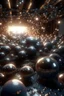 Placeholder: a agglomeration of shining spheres of energy, floating in infinity, surrounded by bands of crackling energy. hyperrealistic 3d-render unreal engine 5