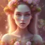 Placeholder: flower beautiful girl,utra realistic,highly detailed, sharp focus, parallax flowers, honeybee, fantasy art, Special Lighting, Vibrant, Solid color,color Scheme, forest, movie poster