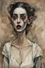 Placeholder: Painting of a savage Nosferatu vampire girl, in the Expressionist style of Egon Schiele, Oskar Kokoschka, and Franz Marc, in muted natural colors