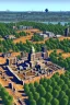 Placeholder: The remains of the city of Madison, Wi, as it would be depicted in the Fallout series of video games. Photorealistic, color
