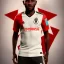 Placeholder:  the Egyptian soccer player Shikabala as a child ,baby face,He is wearing a Zamalek Club T-shirt, full body, Pandora background