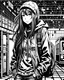 Placeholder: Cinematic penink manga anime illustration, 18yr old Beautiful cute attractive long straight hair school girl wearing hoodies and backpack, dynamic poses, futuristic dystopian, shy smiling at busstop, masterpiece by amano yoshitaka itojunji yoji shinkawa norihiro yagi Akio Tanaka hiroya oku