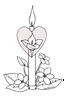 Placeholder: outline art for square Heart Candle Plumeria coloring page for kids, classic manga style, anime style, realistic modern cartoon style, white background, sketch style, only use outlin