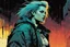 Placeholder: create a hardened punk biker girl in the comic book art style of Mike Mignola, Bill Sienkiewicz and Jean Giraud Moebius, , highly detailed,, grainy, gritty textures, , dramatic natural lighting