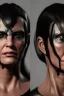 Placeholder: portrait executioner in black leather, mature woman, cleavage, evil, angry, sci-fi fantasy style, 8k,dark