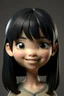 Placeholder: 3D Cute girl smiley with medium black hair with bangs