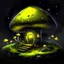 Placeholder: Wonderful spotless mushroom house in space. Floating Island in space. Black, lemon and lime colored. fine detail oil painting photo realistic hyper detailed perfect composition trending on artstation.