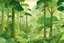 Placeholder: A light palish green rainforest with chopped down trees designed in Bayeux tapestry painted by Antoni Gaudi
