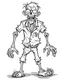 Placeholder: cartoon zombie, coloring image, full body (((((white background))))), only use an outline., real style, line art, white color, clean line art, white background, Sketch style