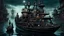 Placeholder: A gritty, full-body shot of an insatiably evil black opal iridescent pearlescent dark Victorian steampunk yacht with creepy mechanical dolls in a surreal landscape, with sharp ivory teeth, macabre, Dariusz Zawadzki art style, liminal spaces, horror art, dark gaming background, wet, glossy, horror art, trypophobia, eerie, intricate details, HDR, beautifully shot, hyperrealistic, sharp focus, back lit, 64 megapixels, perfect composition, high contrast, cinematic