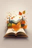 Placeholder: square logo , landscape with leaf fall, flying leaves in the book
