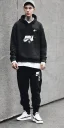 Placeholder: Man wearing stussy hoodie nike