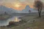 Placeholder: mistery night, mountains, rocks, river, epic, gothic and witchcraft influence, emile claus, and rodolphe wytsman impressionism paintings