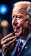 Placeholder: biden putting on make up in studio,bokeh like f/0.8, tilt-shift lens 8k, high detail, smooth render, down-light, unreal engine, prize winning