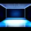 Placeholder: beautiful dance stage with no dancers in luxury modern hall dynamic lights, modern furniture light blue & gray theme