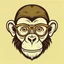 Placeholder: make a simple vector image of a monkey wearing glasses. Image should include full face only. Background should be transparent