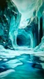 Placeholder: A cyan snowfield with an icy cavern designed in Kuna molas painted by Edvard Munch