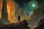 Placeholder: night, cosmic and epic influence, fantasy, biometric, movie wallpaper influence, rocks, mountains, sci-fi, walter leistikow, hans am ende, and ernest welvaert impressionism paintings