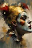 Placeholder: Digital Art of merry harlequin embodying the essence of merriment in a , minimalist approach, influenced by Luis Miranda, Jeremy Mann, Jeffrey Catherine Jones, blends conceptual art with elements of painting and illustration, somber tones, fragmented souls, shadow play, diffuse textures, abstract forms, digital painting, high conceptuality, palette inspired by Jeffrey Catherine Jones, golden ratio composition, fine detail, cinematic lighting.