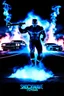 Placeholder: "Design a 90s-style action movie poster titled 'Shockwave Customs' with a blue theme and blue flames. Feature a super heroic mechanic in the foreground, fiercely battling thousands of adversaries with a spanner. In the background, show cars doing burnouts, creating a dynamic and intense scene. Capture the high-energy, gritty aesthetic of classic 90s action films. Prominently display the subtitle 'mmechanic negotiator' in bold, impactful lettering."