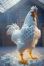 Placeholder: chicken in a farm made out of identical, same-sized cubes, full body portrait, full white, meticulously intricate perfectly symmetrical extremely detailed, full body and melting details, dramatic pose, portrait, pixiv daily ranking, pixiv, extreme depth of field, artstation, sculpture style, spectacular details, volumetric lighting, masterpiece, cinematic, Hollywood production, 8k resolution high definition, max octane render, vivid colors, max resolu