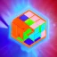 Placeholder: a blue metallic 4d cube inside a 4d orange rotating cube in a 4 dimension environment